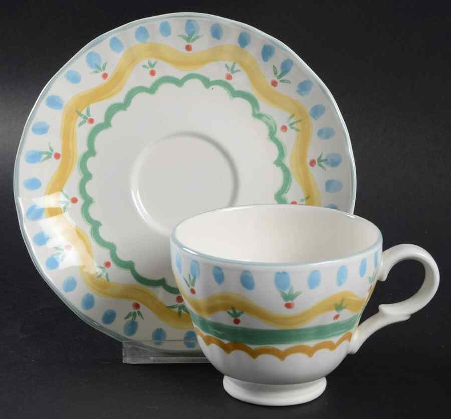 Country Flair Footed Cup & Saucer Set by Mikasa-1