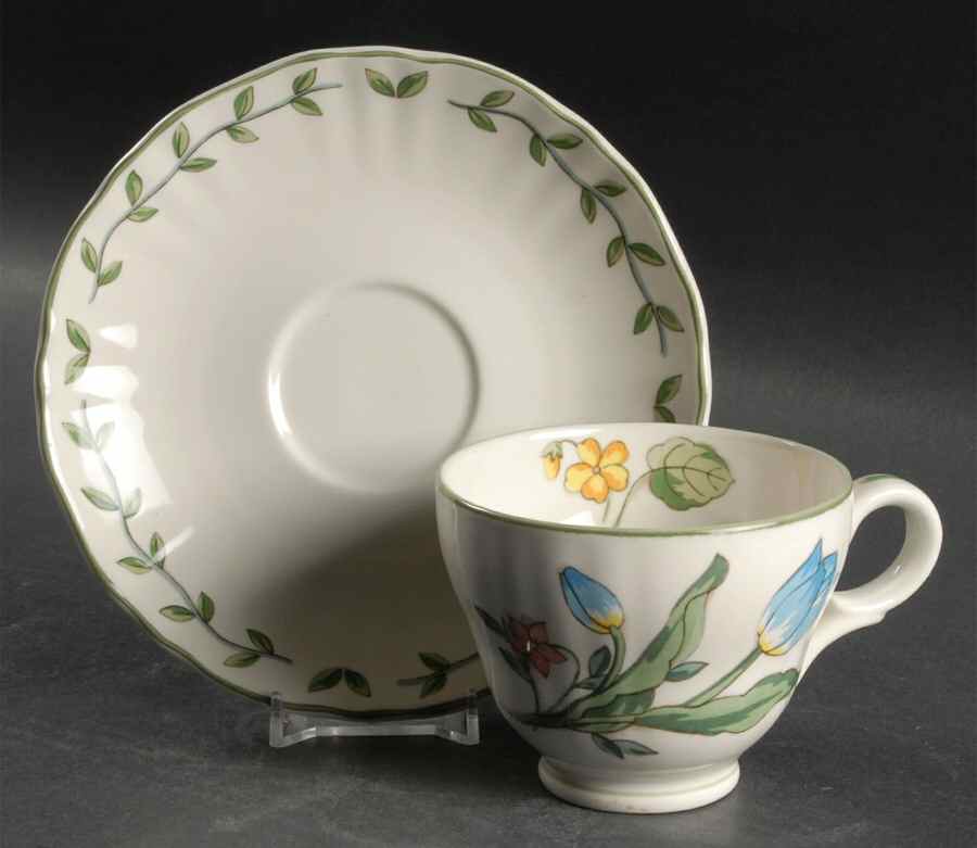 Country Fleur Footed Cup & Saucer Set by Mikasa-1