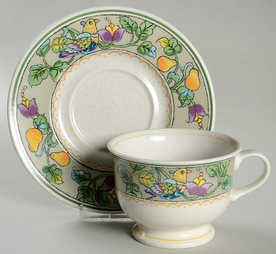Courtship Garden Footed Cup & Saucer Set by Mikasa-1