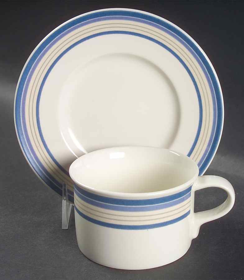 Concentric Indigo Flat Cup & Saucer Set by Mikasa-1