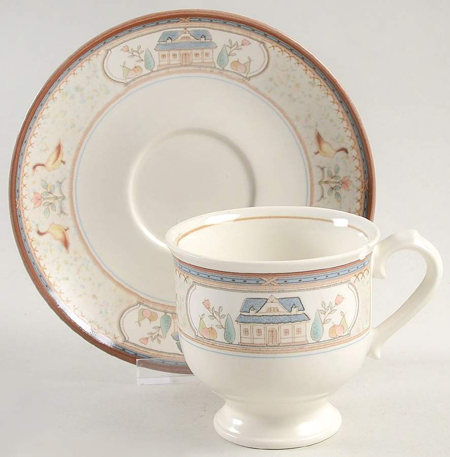Country Lane Footed Cup & Saucer Set by Mikasa-1