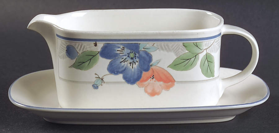 Country Poppies Gravy Boat & Underplate (Relish/Butter) by Mikasa-1