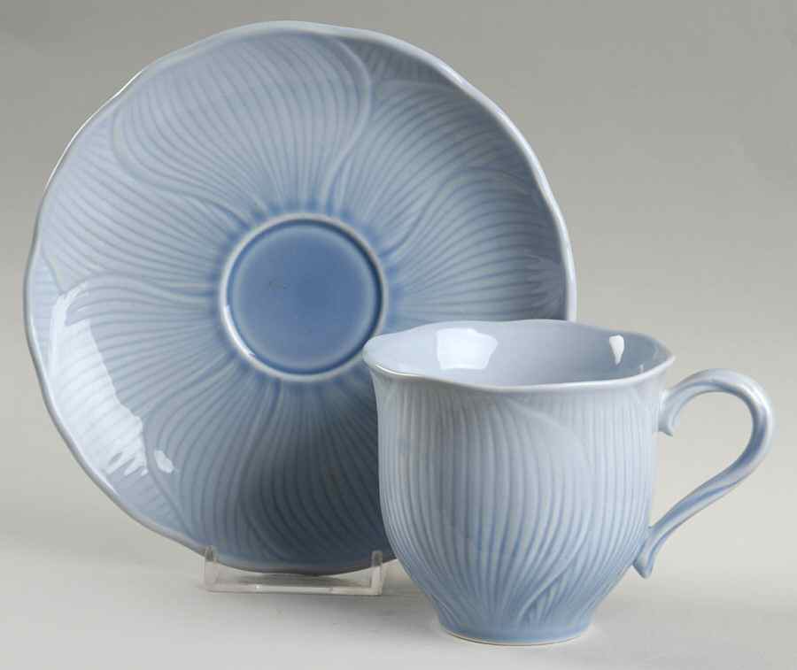 Cornflower Blue Flat Cup & Saucer Set by Mikasa-1