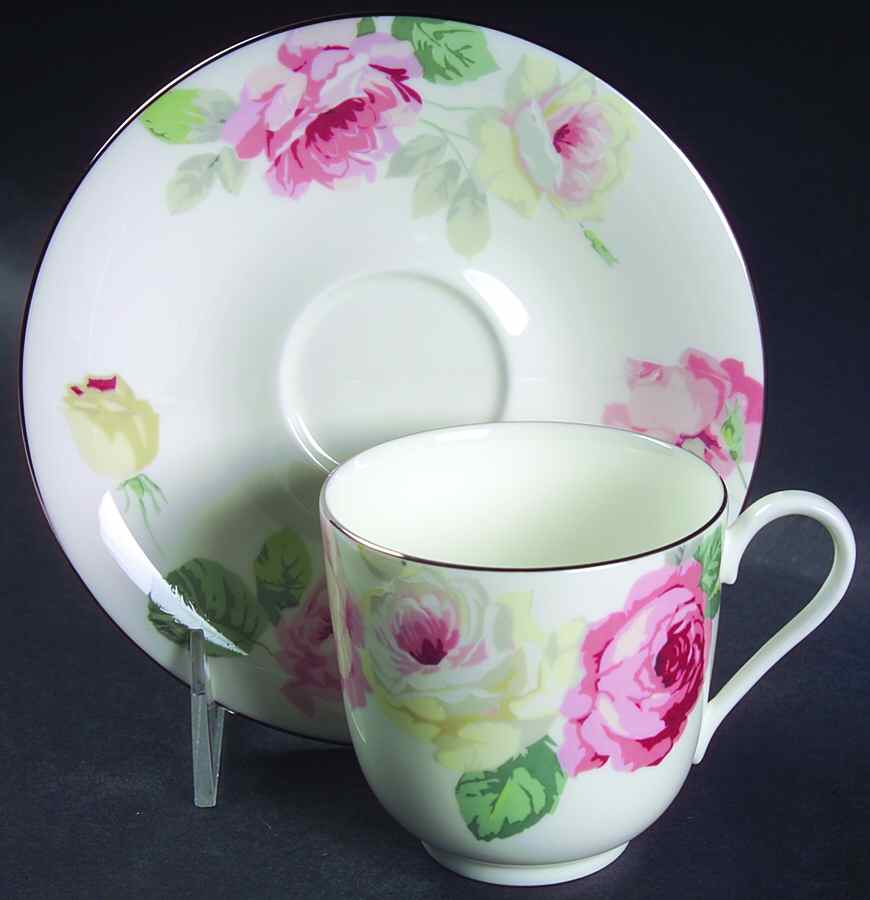 Country Roses Flat Cup & Saucer Set by Mikasa-1