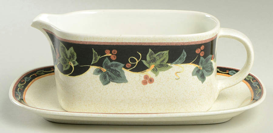 Country Row Gravy Boat & Underplate (Relish/Butter) by Mikasa-1