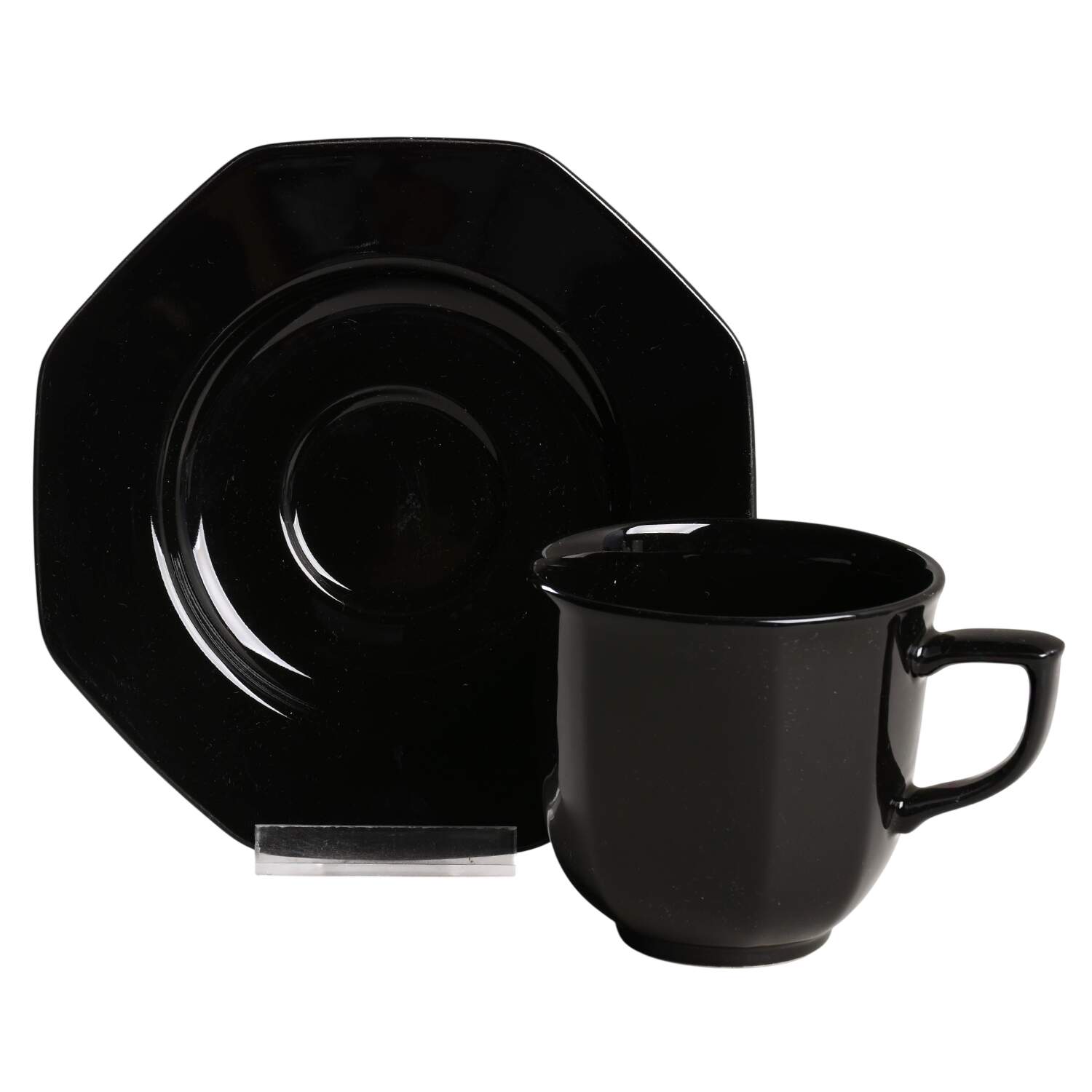 Color Spectrum Indigo Black Flat Cup & Saucer Set by Mikasa-1