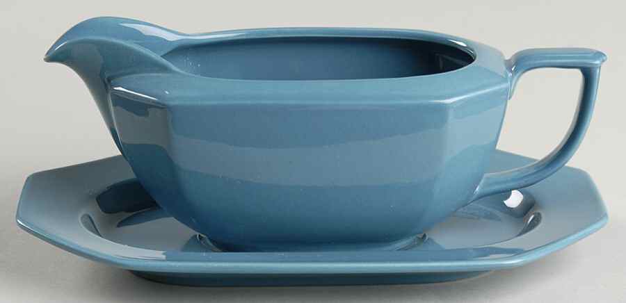 Color Spectrum Colonial Blue Gravy Boat & Underplate by Mikasa-1