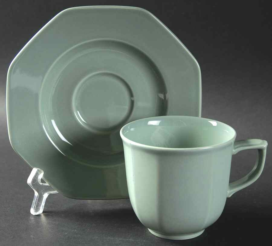 Color Spectrum Sage Flat Cup & Saucer Set by Mikasa-1