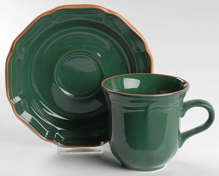 Countryside Green Flat Cup & Saucer Set by Mikasa-1