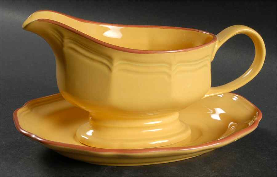 Countryside Yellow Gravy Boat & Underplate by Mikasa-1