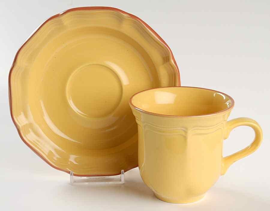 Countryside Yellow Flat Cup & Saucer Set by Mikasa-1
