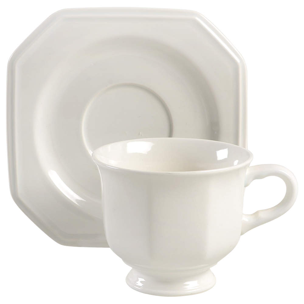 Continental White Footed Cup & Saucer Set by Mikasa-1