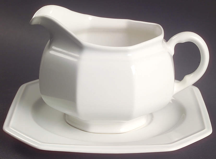 Continental White Gravy Boat & Underplate by Mikasa-1