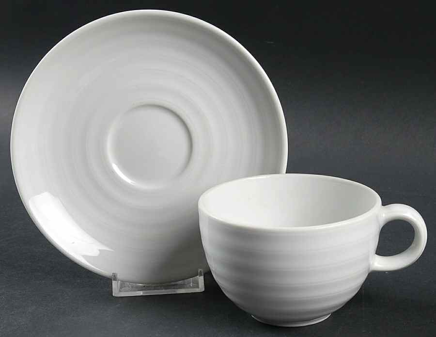 Cornet White Flat Cup & Saucer Set by Mikasa-1