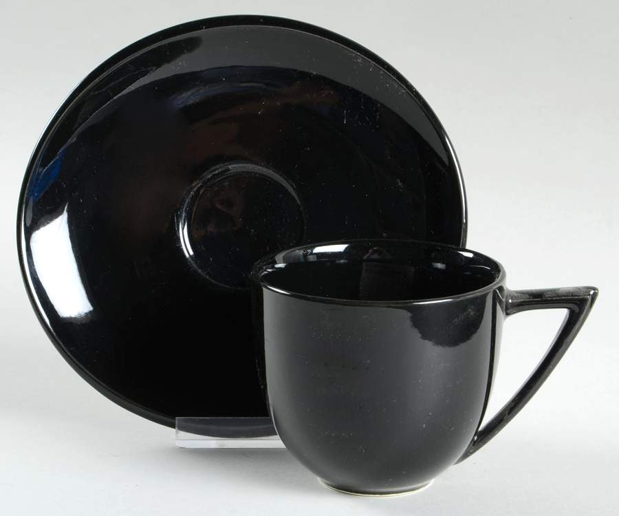 Crescent Black Flat Cup & Saucer Set by Mikasa-1