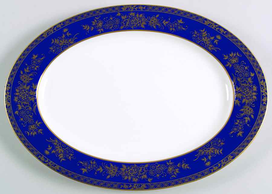 Crown Jewel Blue 15" Oval Serving Platter by Mikasa-1