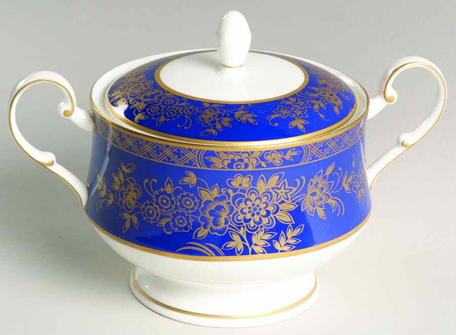Crown Jewel Blue Sugar Bowl & Lid by Mikasa-1