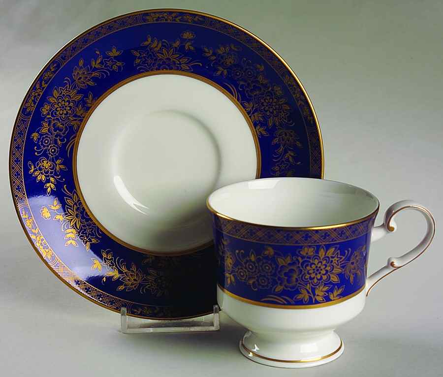 Crown Jewel Blue Footed Cup & Saucer Set by Mikasa-1