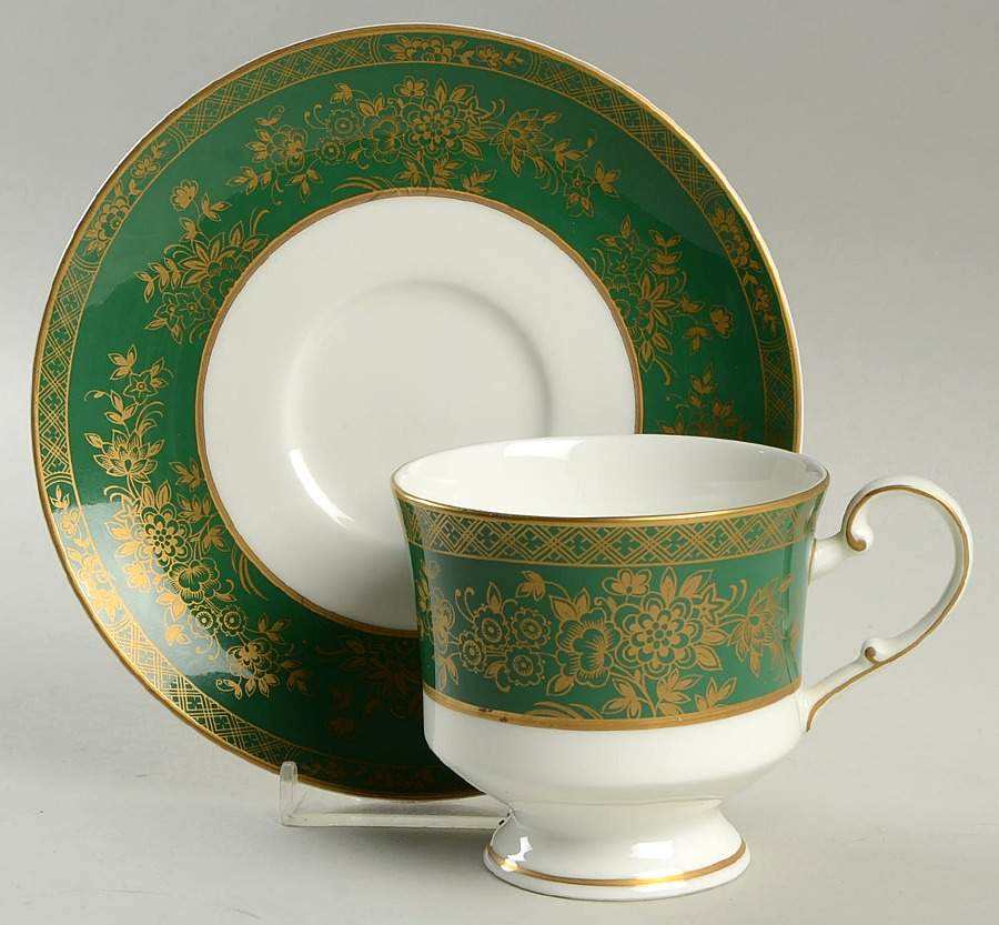 Crown Jewel Ming Green Footed Cup & Saucer Set by Mikasa-1