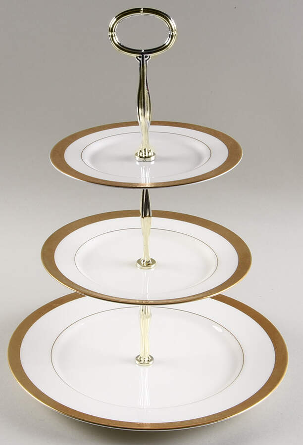 Crown Jewel  13 7/8"-14 1/4" 3-Tiered Serving Tray(DP,SP,BB) HC by Mikasa-1