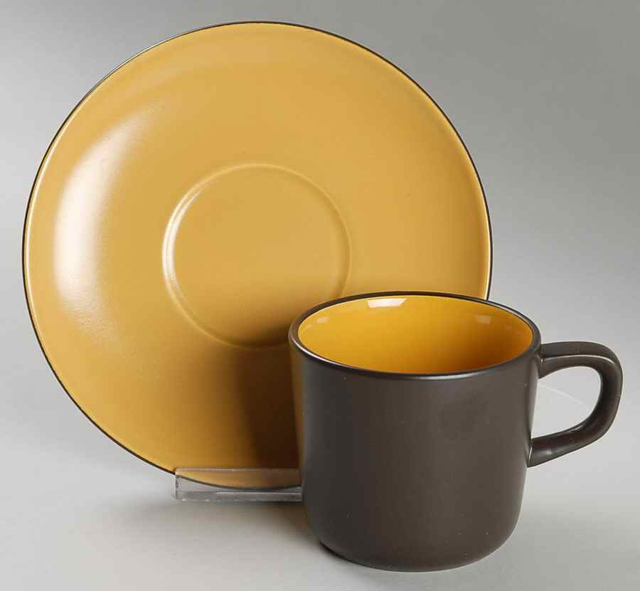 Curry Yellow Flat Cup & Saucer Set by Mikasa-1
