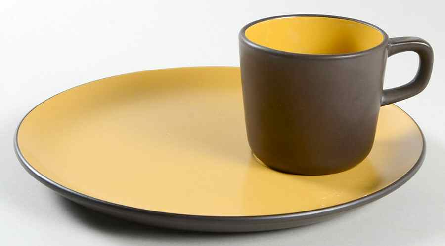 Curry Yellow Snack Plate & Cup Set by Mikasa-1