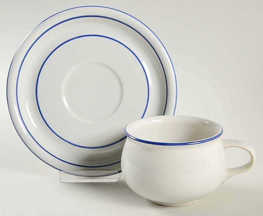 Danish Blue Flat Cup & Saucer Set by Mikasa-1