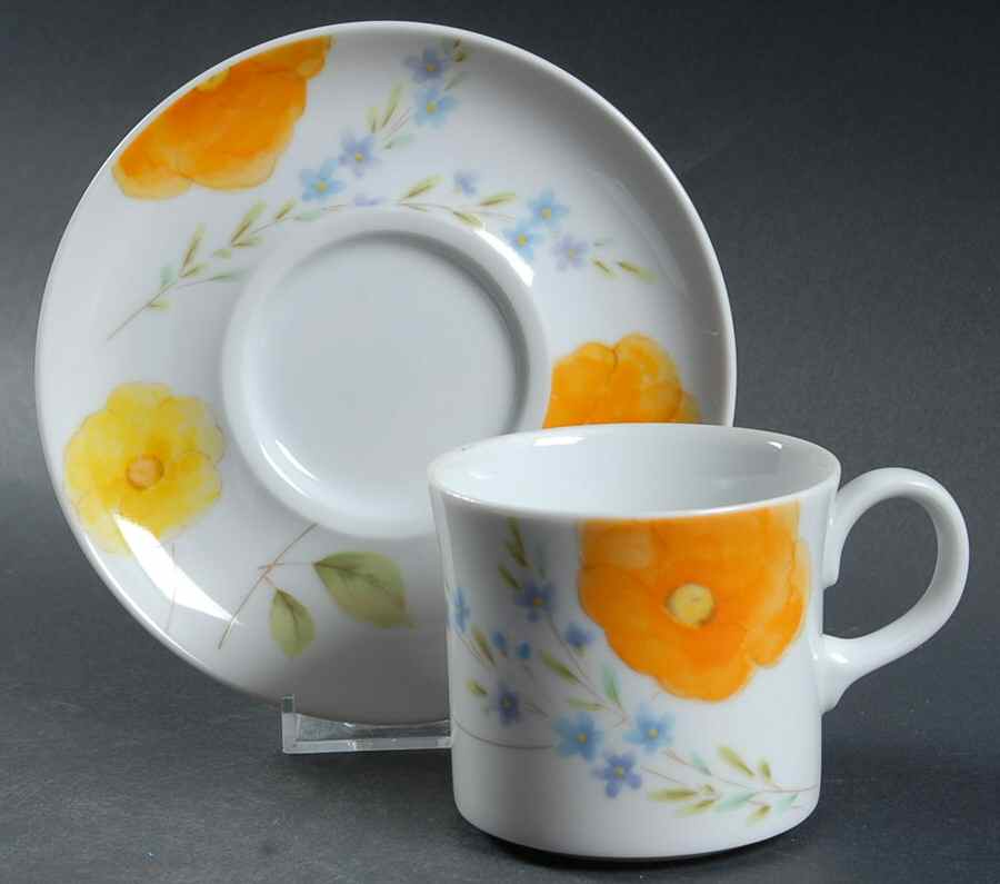 Dancing Flowers Flat Cup & Saucer Set by Mikasa-1