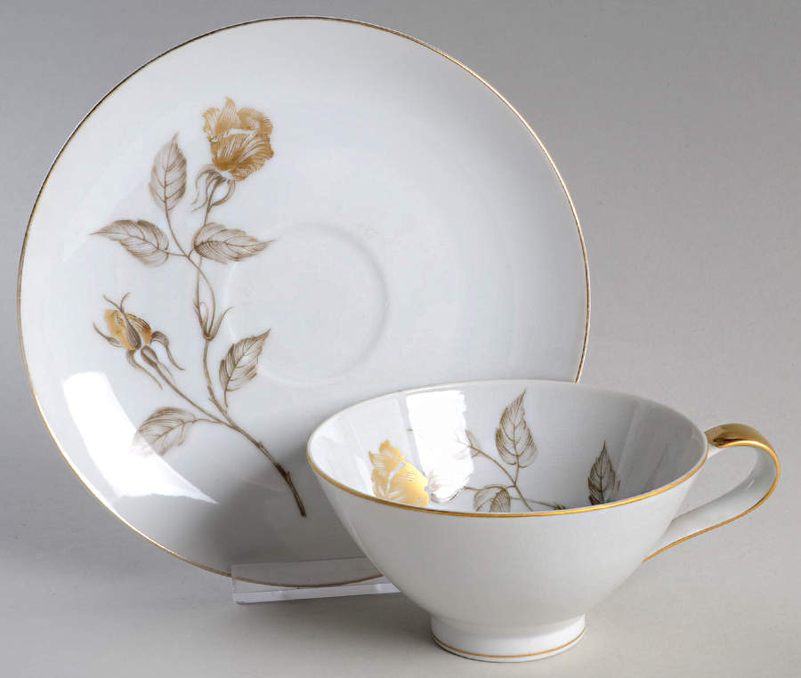Damask Rose Footed Cup & Saucer Set by Mikasa-1
