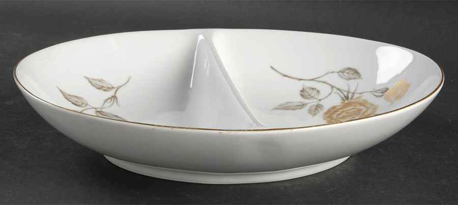 Damask Rose 10" Oval Divided Vegetable Bowl by Mikasa-1