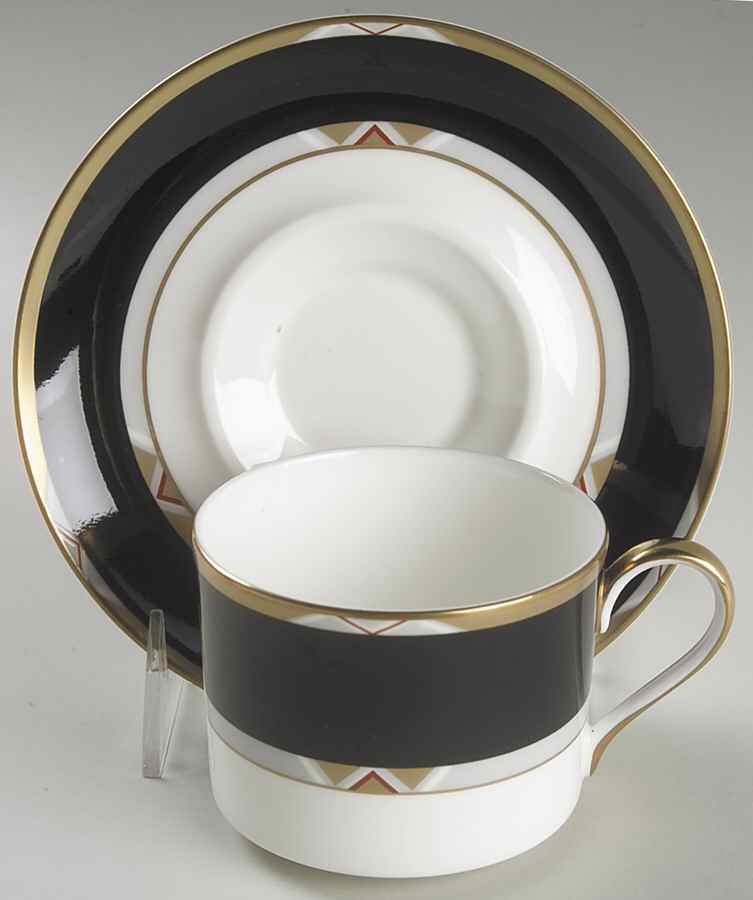 Deco Black Flat Cup & Saucer Set by Mikasa-1