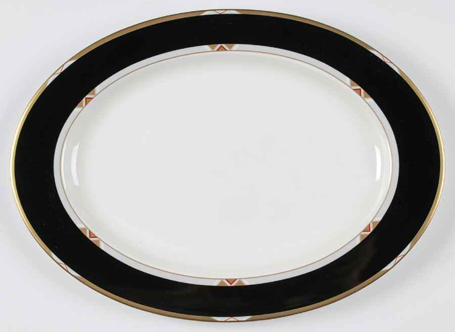 Deco Black 15" Oval Serving Platter by Mikasa-1