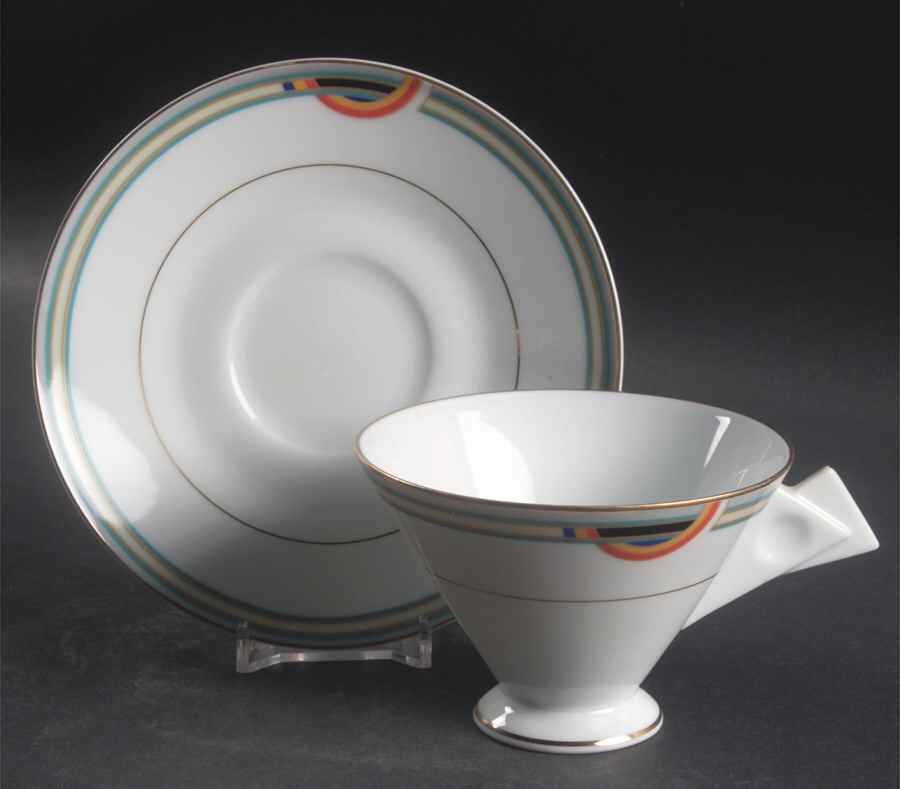 Deco Rainbow Footed Cup & Saucer Set by Mikasa-1