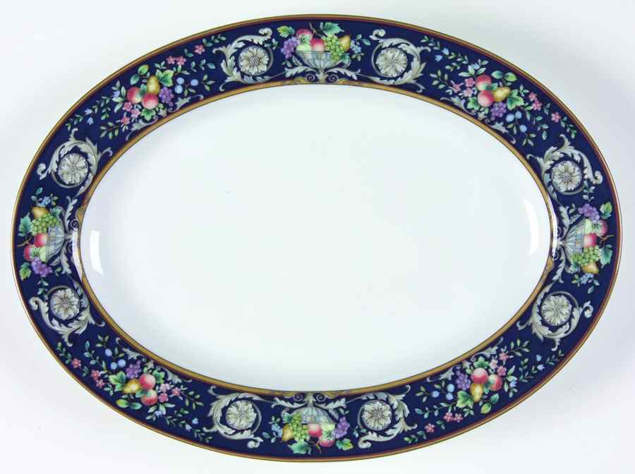 Della Robbia Blue Pickle Dish by Mikasa-1