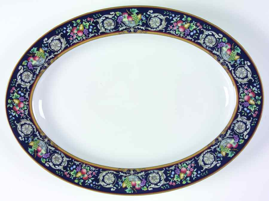 Della Robbia Blue 14" Oval Serving Platter by Mikasa-1