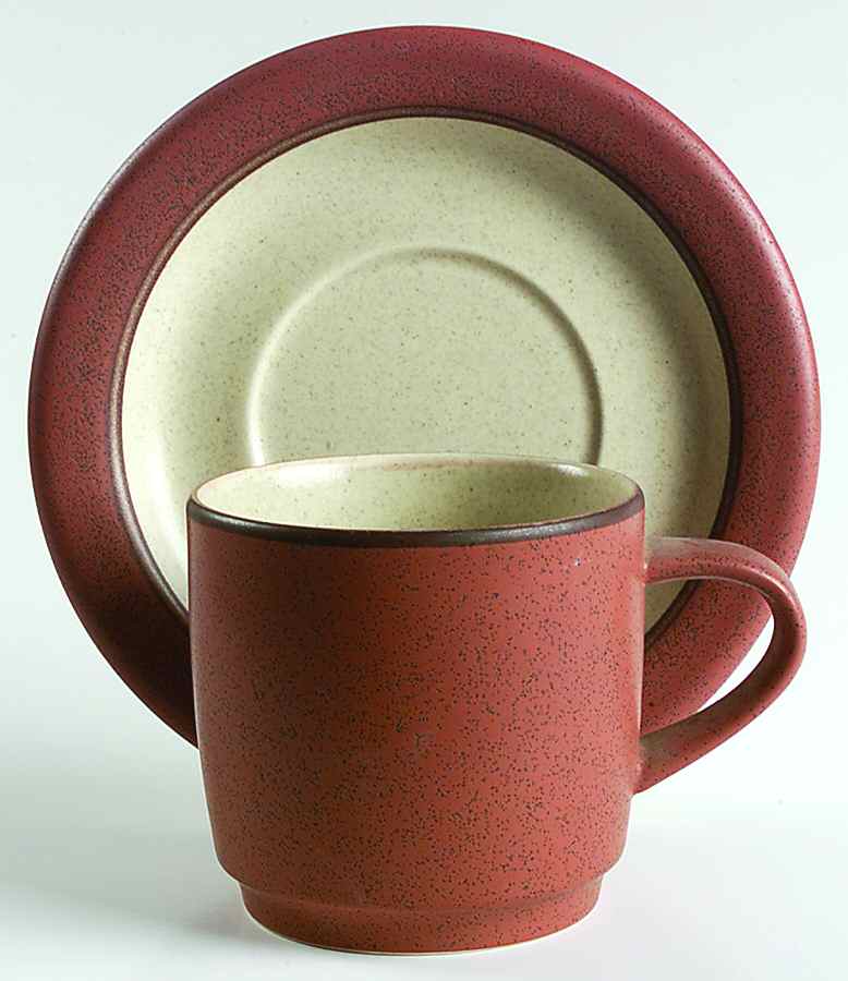 Deep Sienna Flat Cup & Saucer Set by Mikasa-1