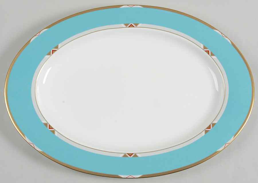 Deco Turquoise 15" Oval Serving Platter by Mikasa-1