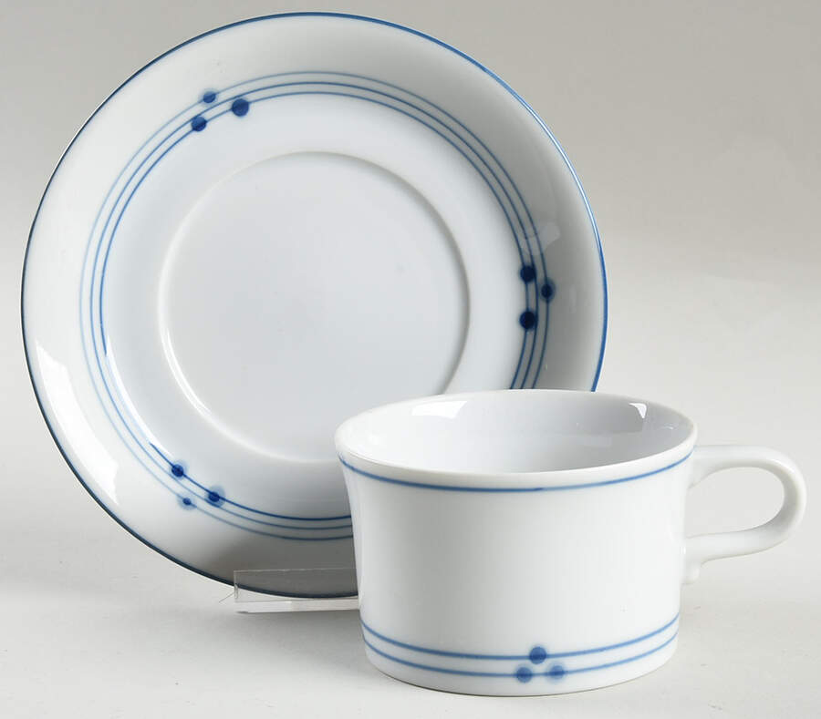 Disco Blue Flat Cup & Saucer Set by Mikasa-1