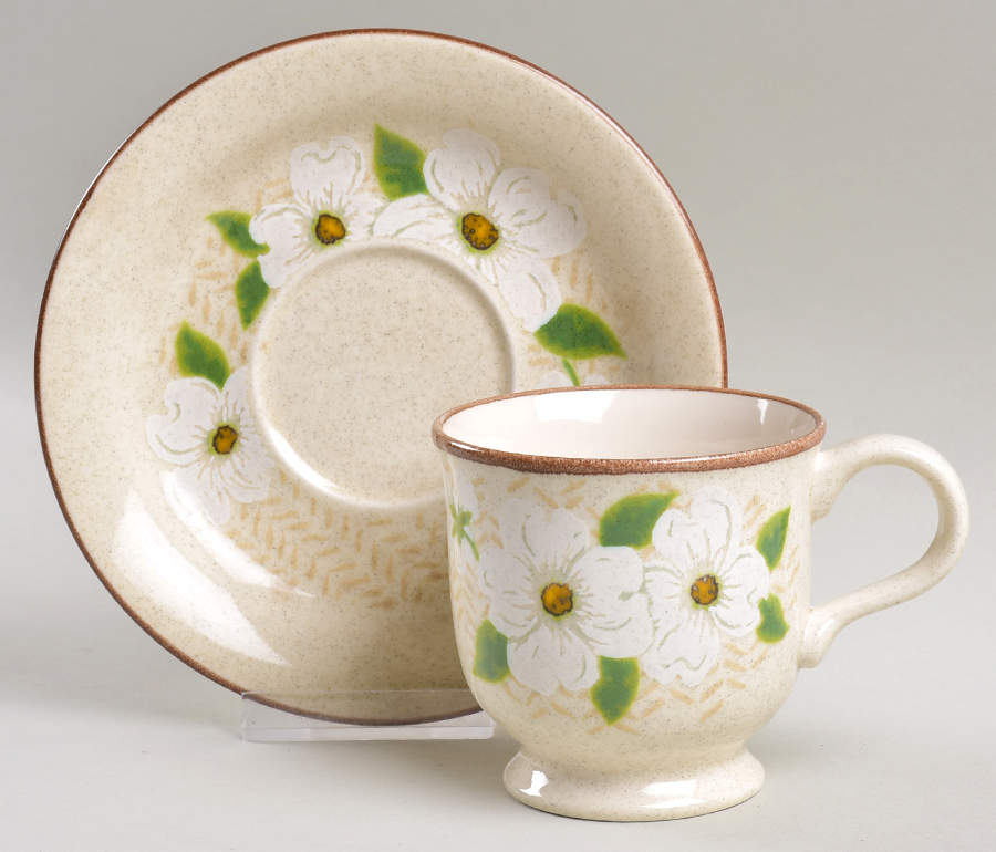 Dogwood Footed Cup & Saucer Set by Mikasa-1
