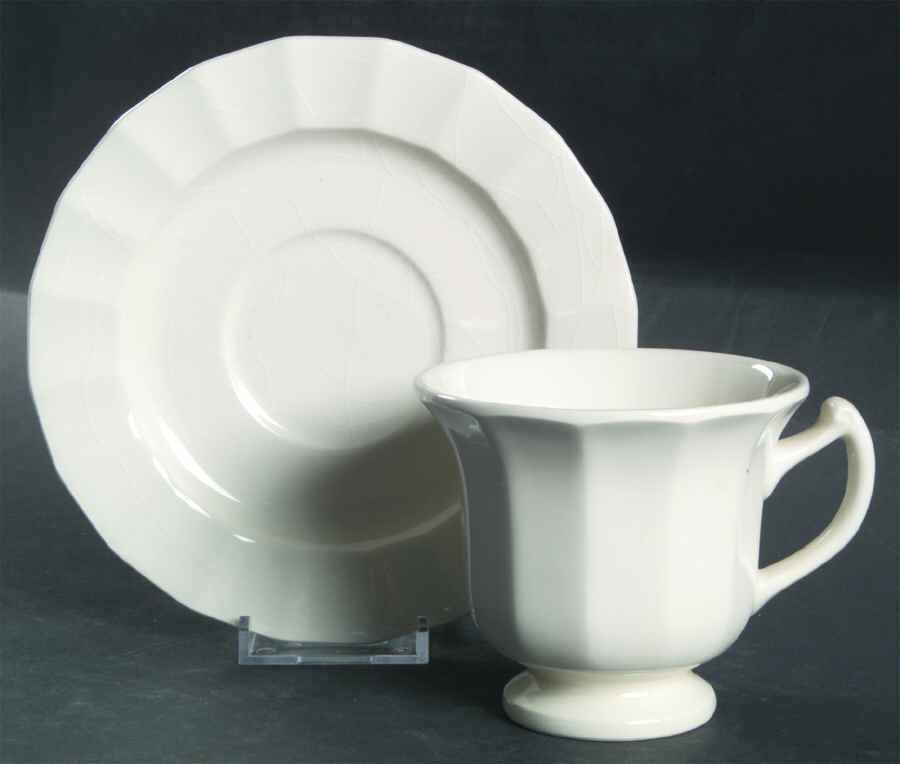 Dover White Footed Cup & Saucer Set by Mikasa-1