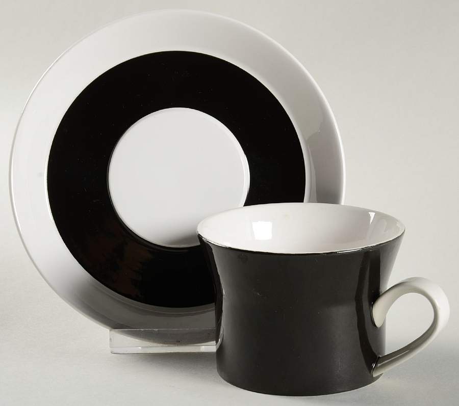 Duplex Black Flat Cup & Saucer Set by Mikasa-1