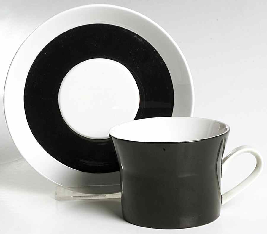 Duplex Black Flat Cup & Saucer Set by Mikasa-1