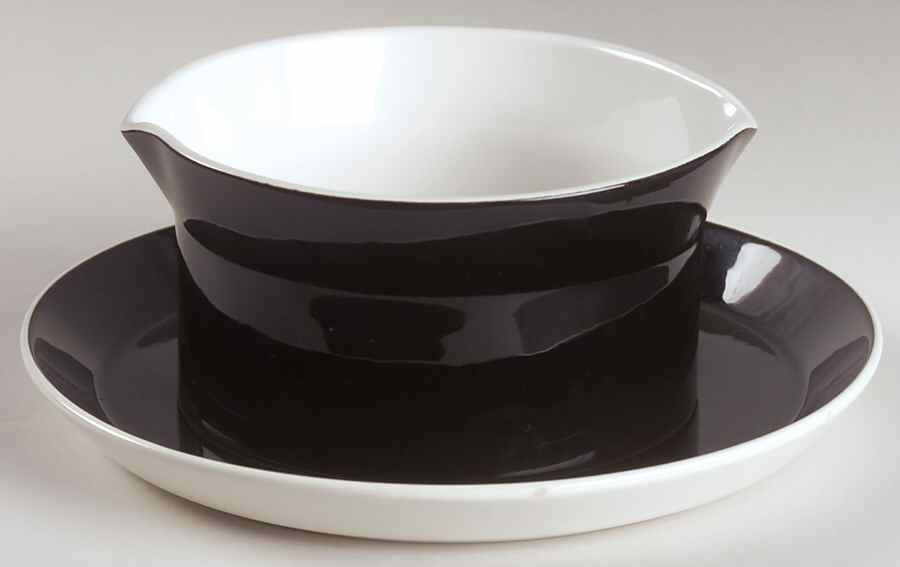 Duplex Black Gravy Boat & Underplate by Mikasa-1