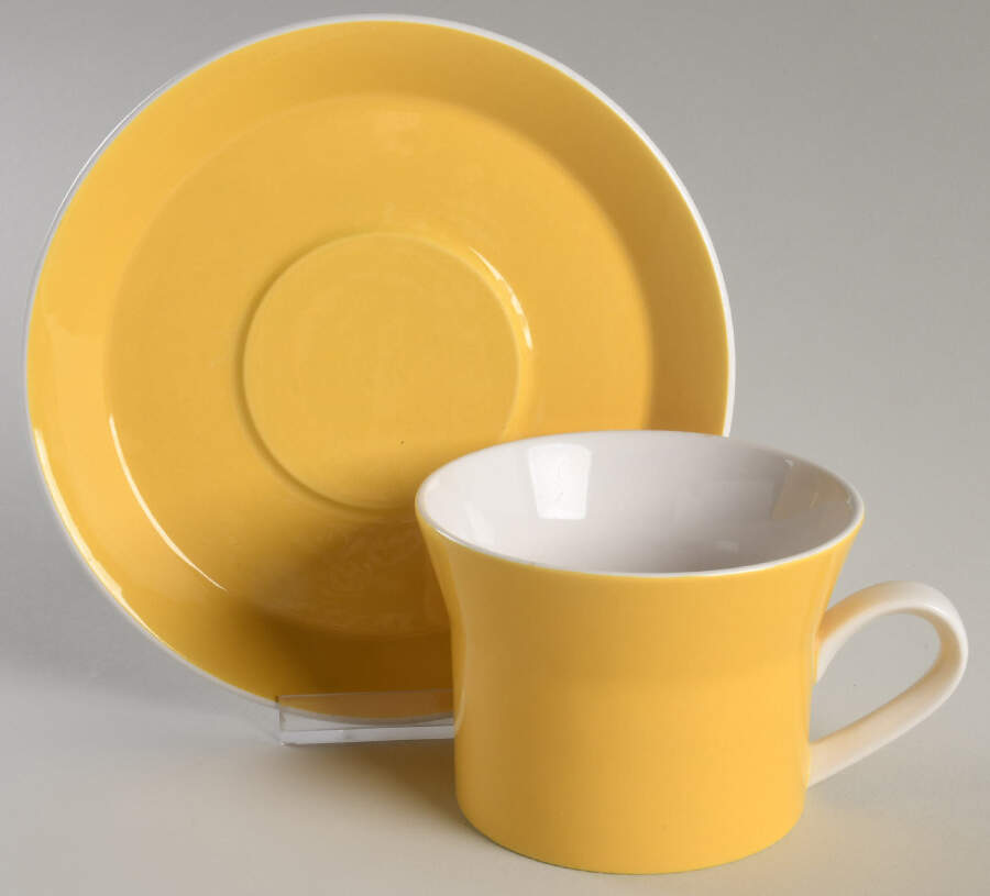 Duplex Yellow Flat Cup & Saucer Set by Mikasa-1