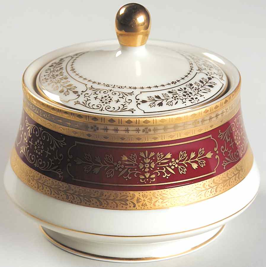Dynasty Red Sugar Bowl & Lid by Mikasa-1