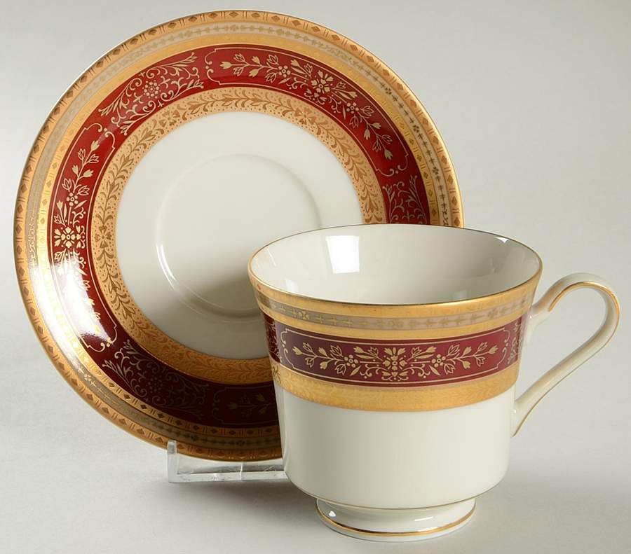 Dynasty Red Footed Cup & Saucer Set by Mikasa-1