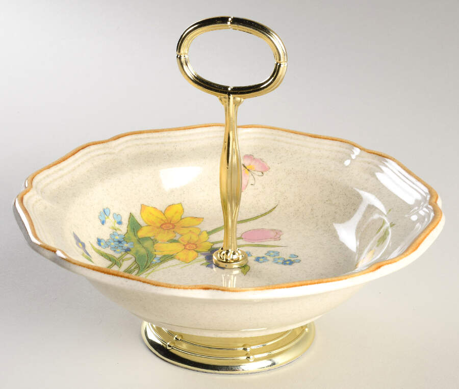 Early Spring 6"-7" Handled Footed Nut Dish HC by Mikasa-1