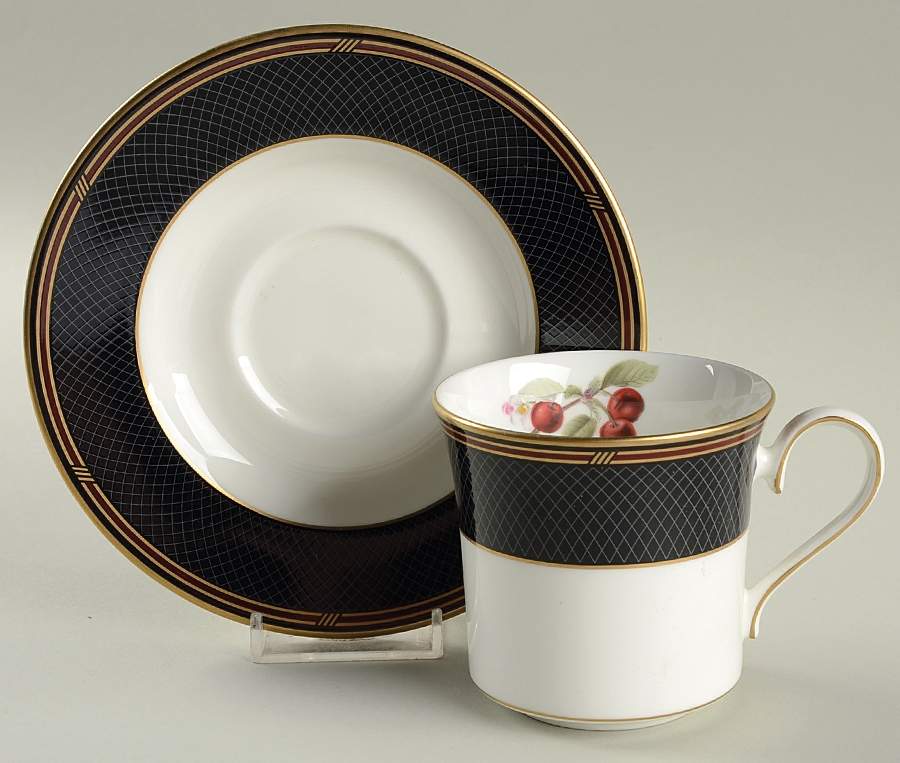 Ebony Garden Flat Cup & Saucer Set by Mikasa-1