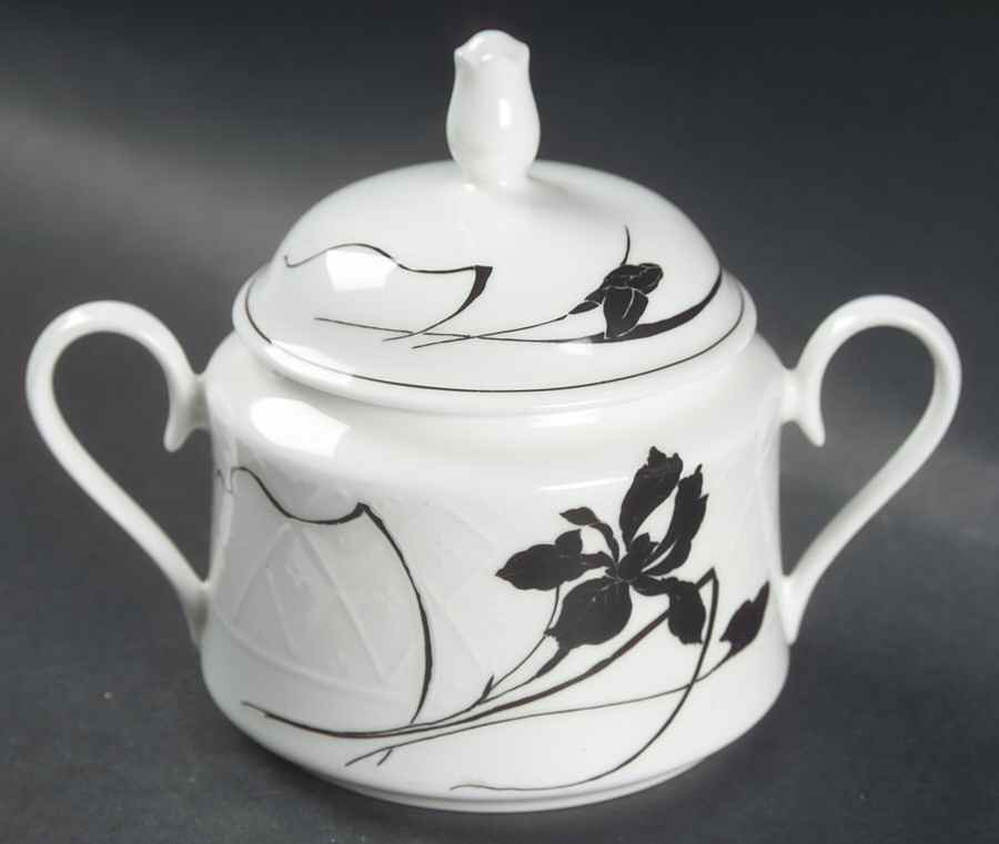 Ebony Iris Sugar Bowl & Lid by Mikasa-1