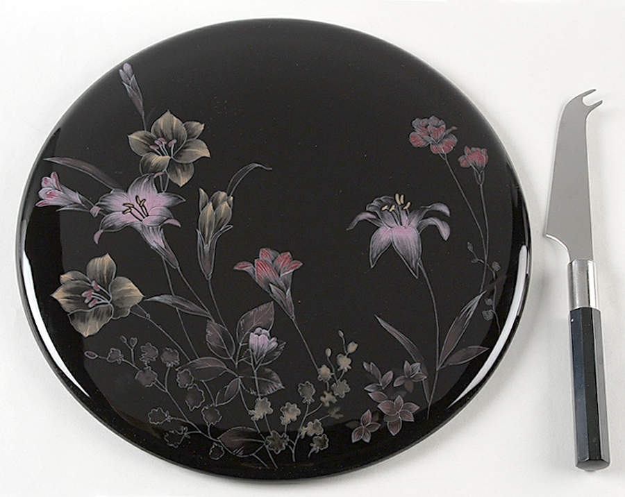 Ebony Meadow 2 Piece Cheese Dish and Knife Set by Mikasa-1